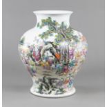 A LARGE 'FAMILLE ROSE' PLAYING BOYS PORCELAIN VASE