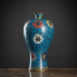 A CLOISONNÉ ENAMEL LOTUS MEIPING VASE