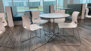 Set Of 4 White Chairs And Circular Table