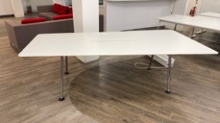 Large White Desk With Cable Slot
