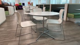 Set Of 3 White Chairs And Circular Table