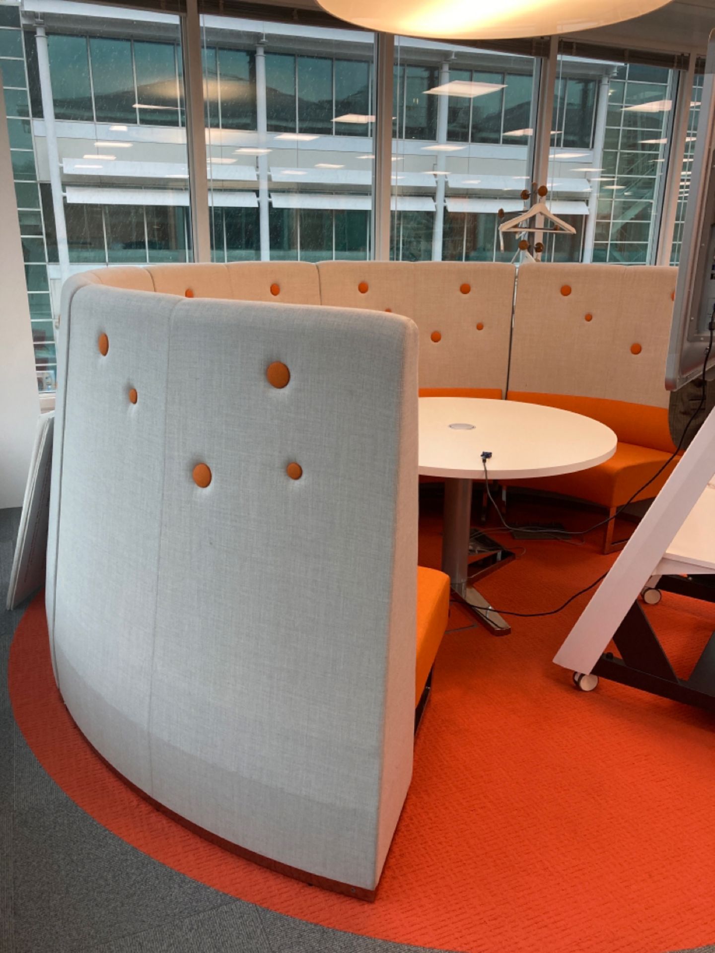 Large Fabric Circular Seating Bench With Table
