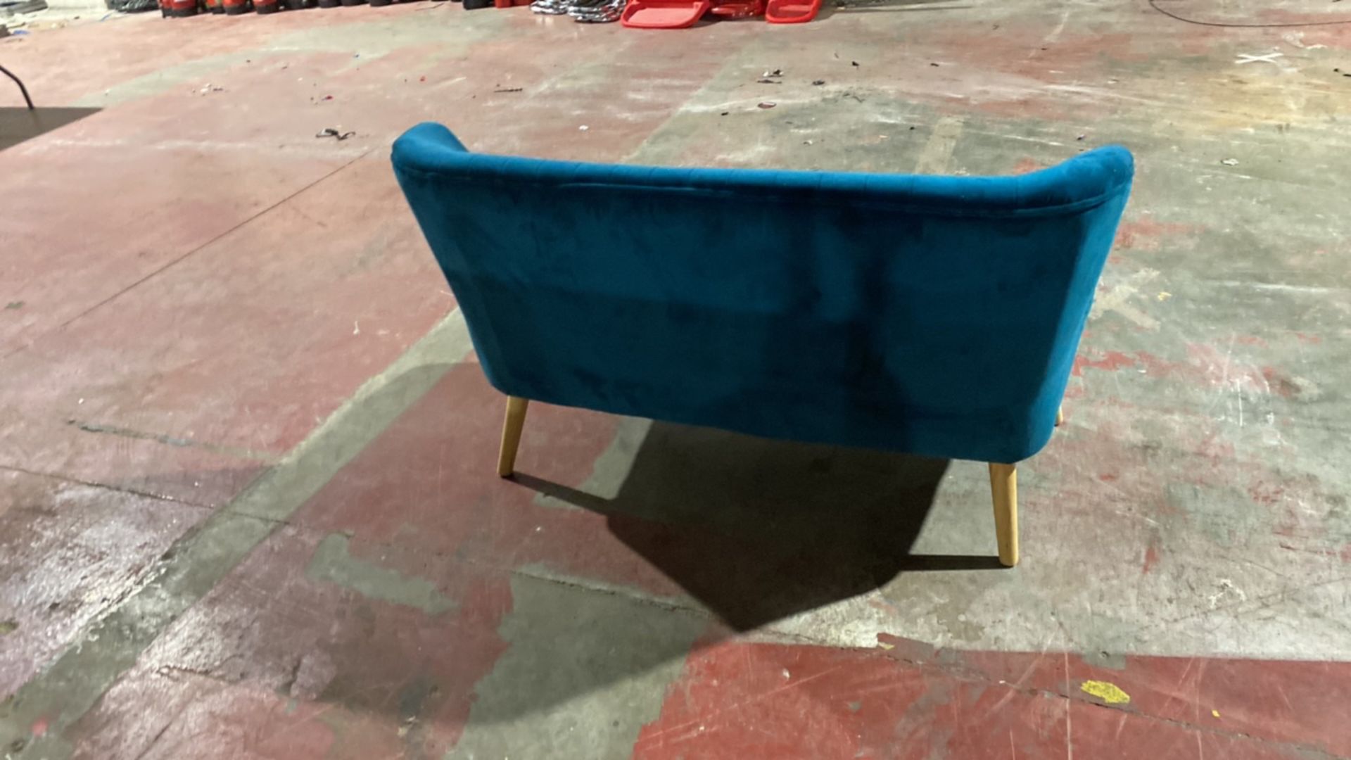 Two Seater Turquoise Fabric Sofa - Image 4 of 4