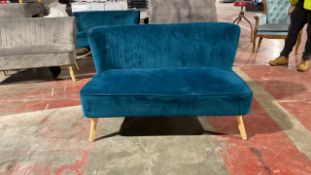 Two Seater Turquoise Fabric Sofa