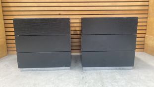 Black Wooden Side Table With 2 Drawers X2