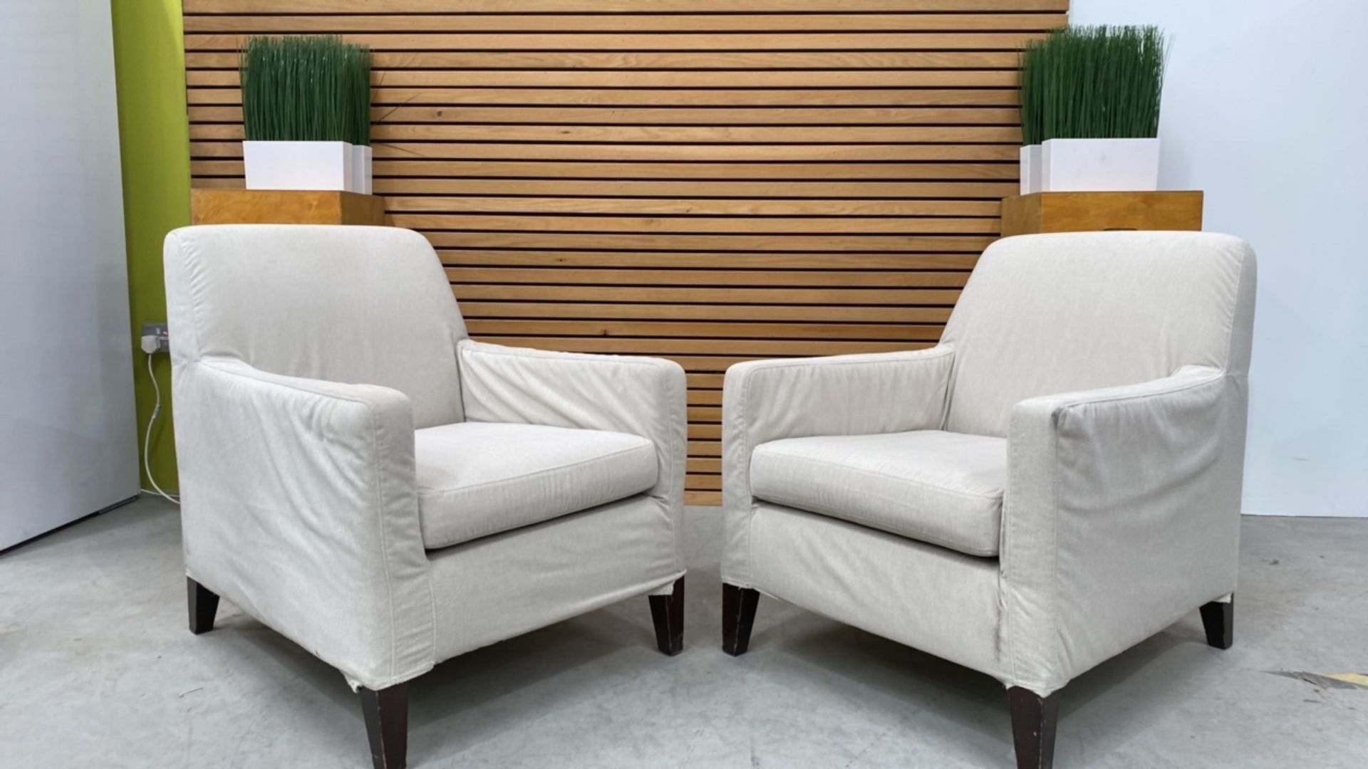 Set Of Two Cream Upholstered Armchairs