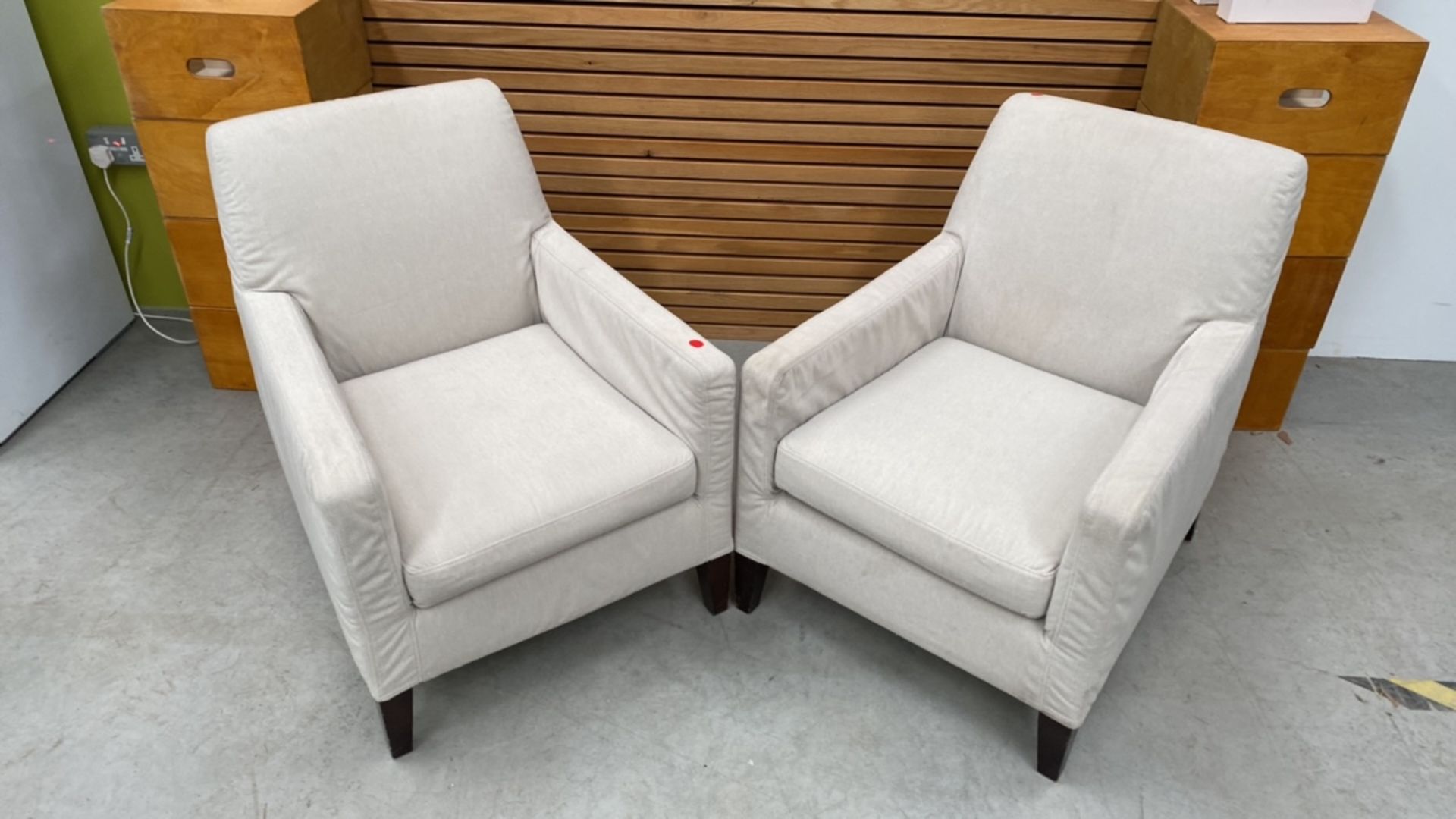 Set Of 2 Cream Upholstered Armchairs - Image 2 of 4