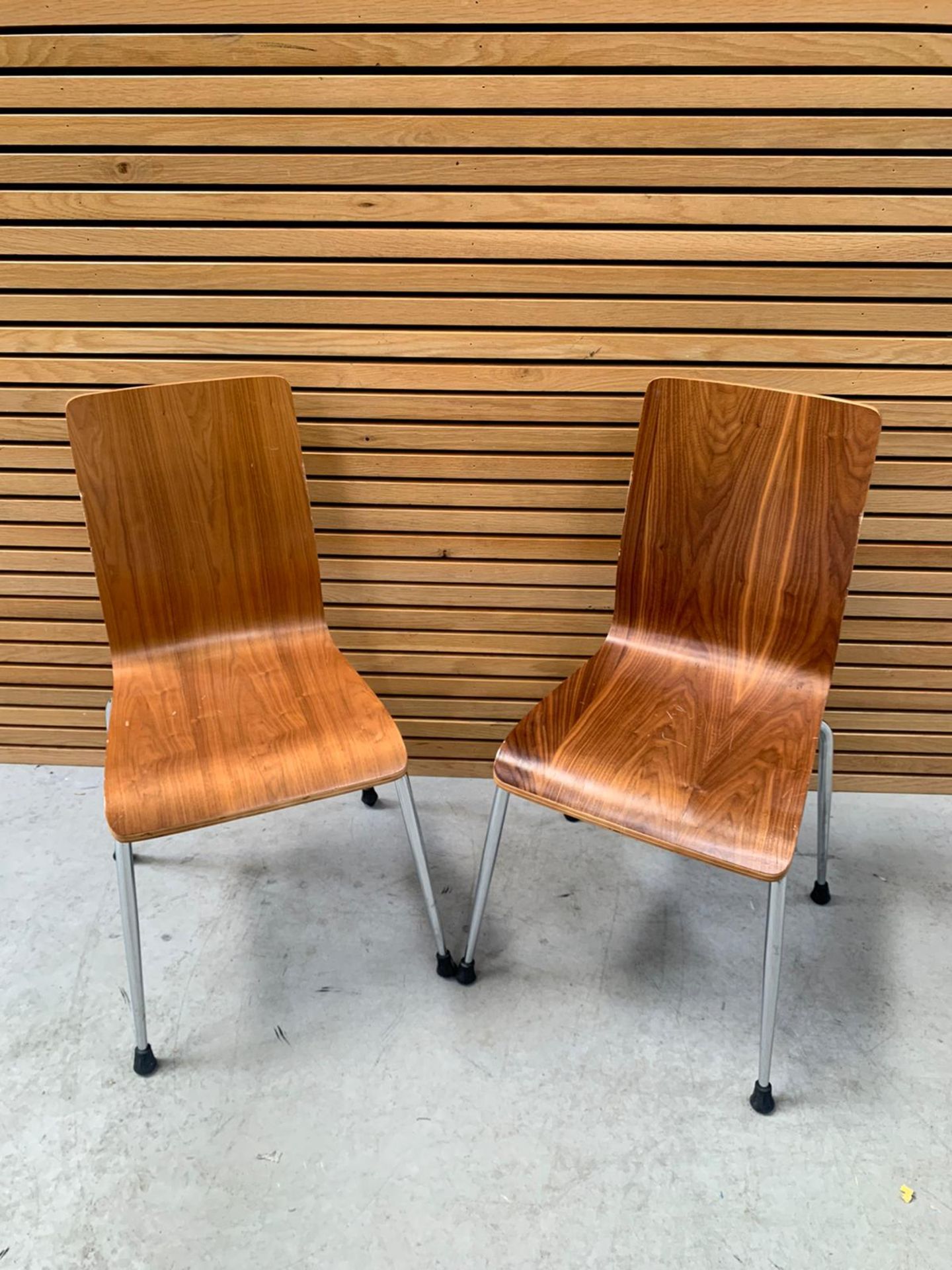 Oak Woodgrain Effect Commercial Grade Chairs Set x2 - Image 3 of 5