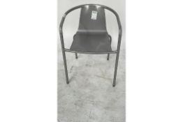Grey metal chair with curved arms x6