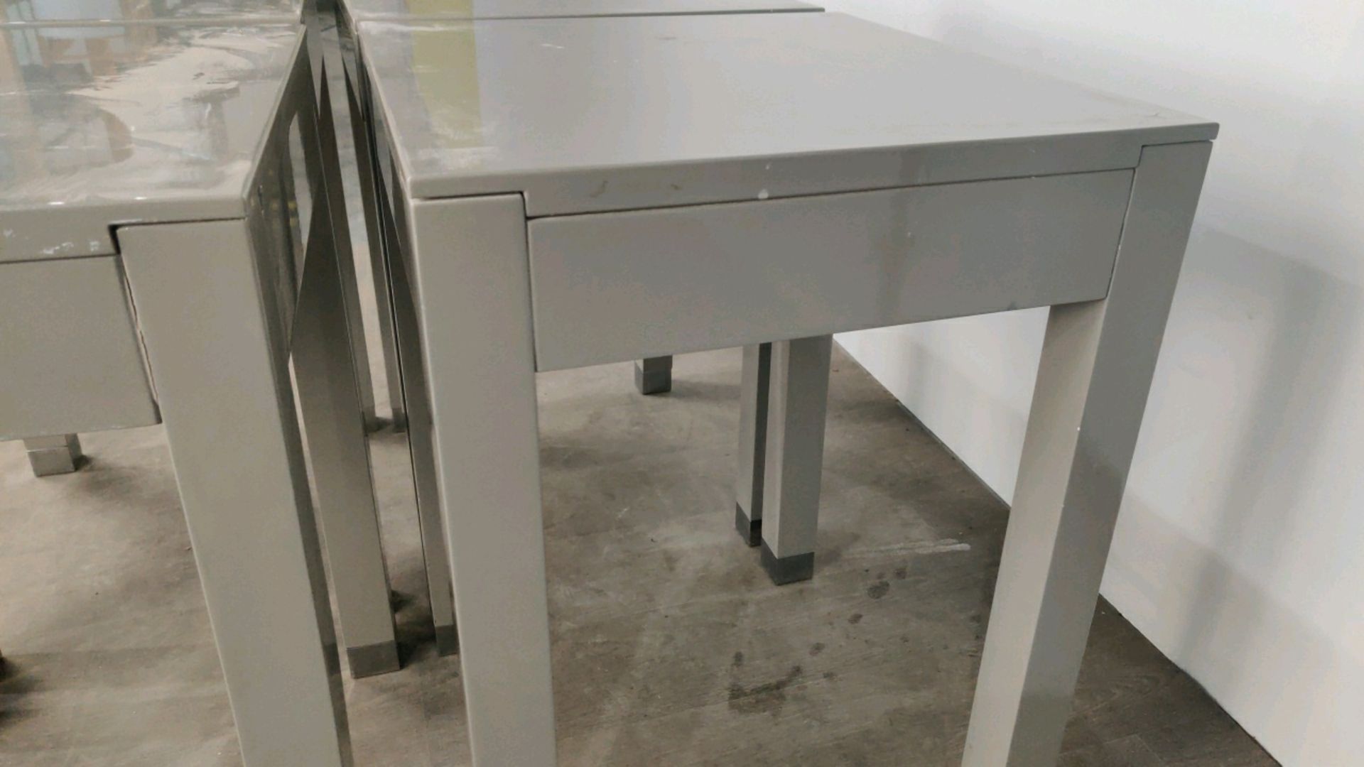 Side Table with Drawer - Grey Gloss Finished x4 - Image 6 of 6
