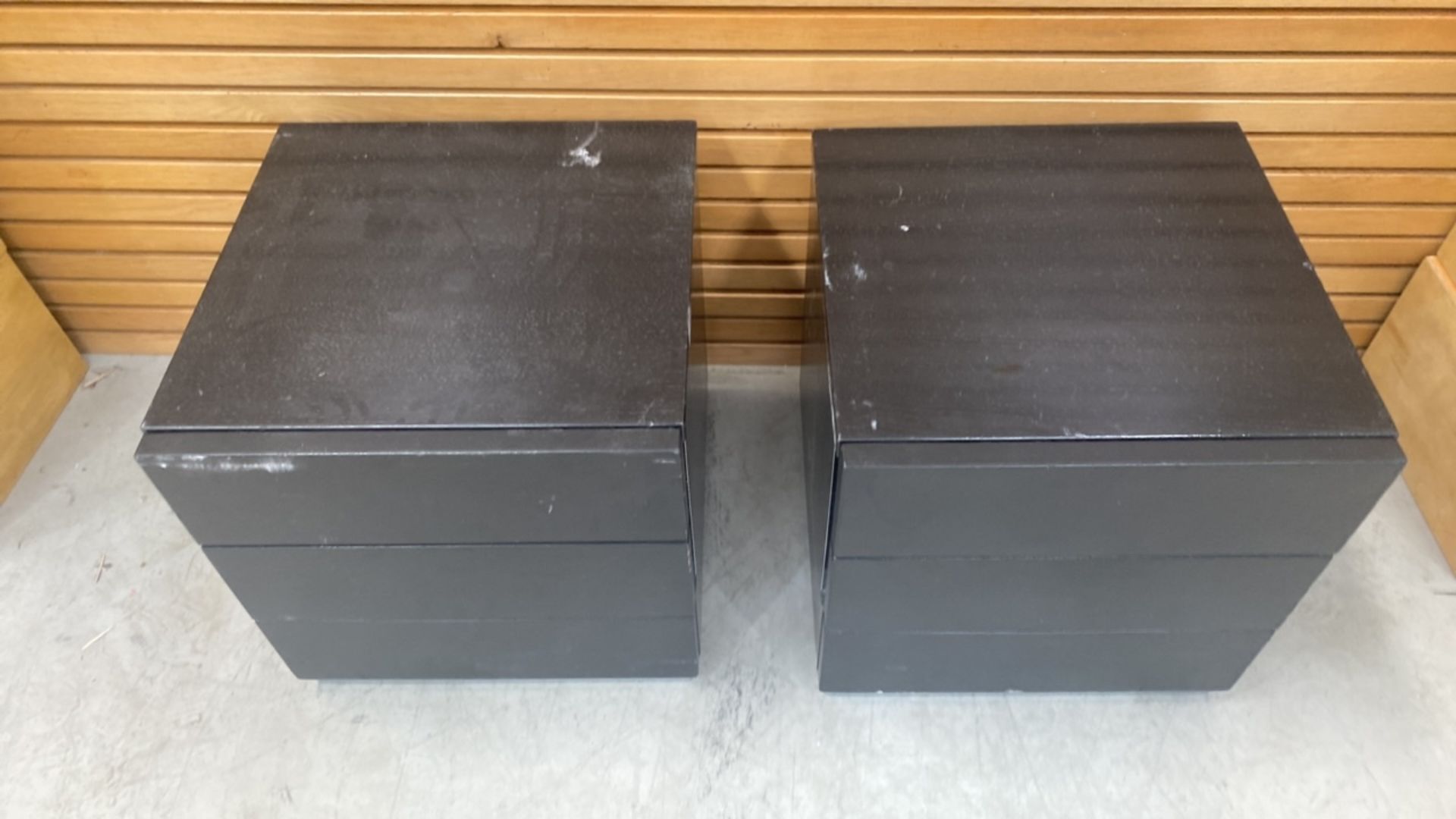 Black Wooden Cabinet With 2 Drawers X2 - Image 2 of 3