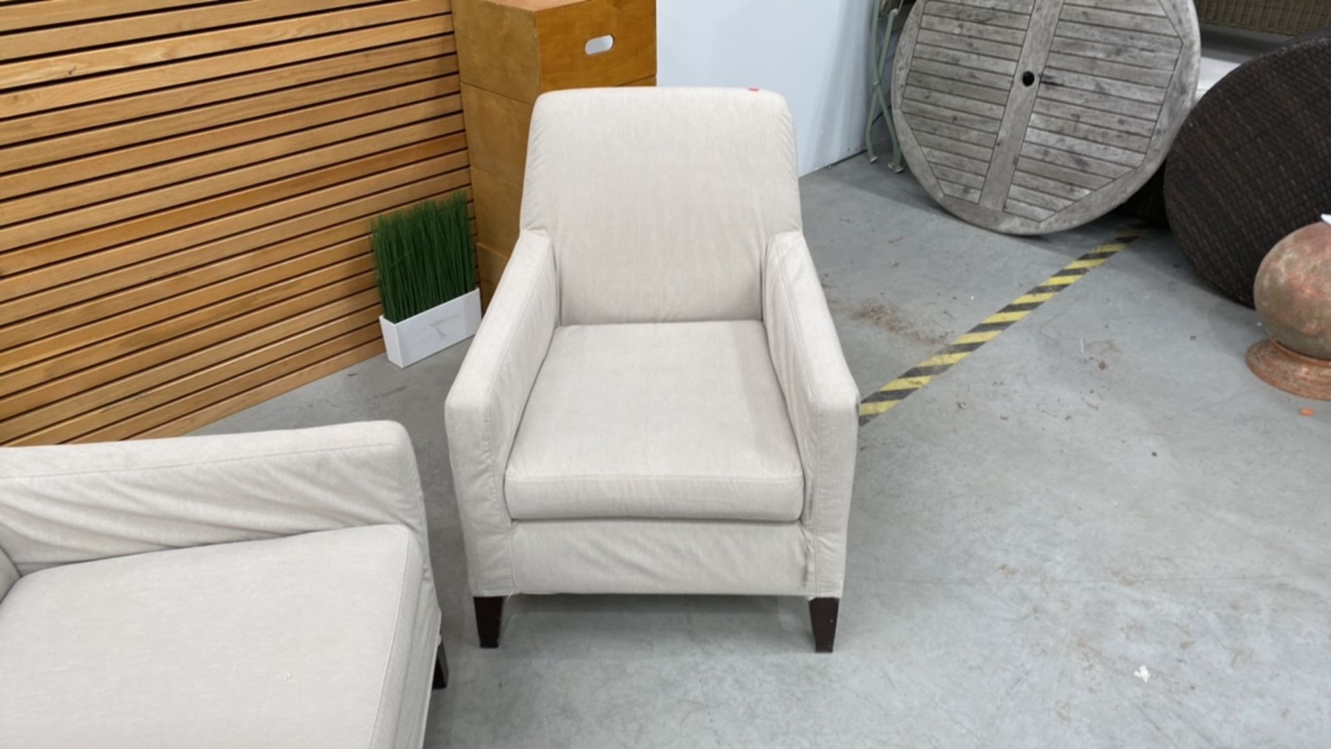 Set Of Two Cream Upholstered Armchairs - Image 4 of 4