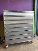 Stainless Steel 8 Drawer Wheeled Cabinet