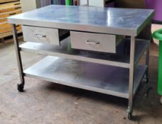 Stainless Steel Wheeled Prep Table