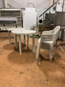 Pair of Outdoor Plastic Tables with Five Chairs