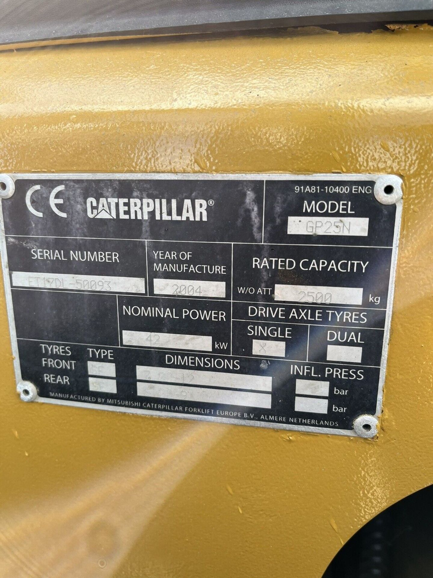 caterpillar 2.5 Tonne Gas Forklift Container Spec - Image 4 of 5