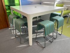 Large White Meeting Table With X5 Materia Stools