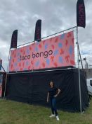 Taco Bongo Back lit Sign (6M X 2M), Flags, Sacffolding and Wooden decorative Panles.