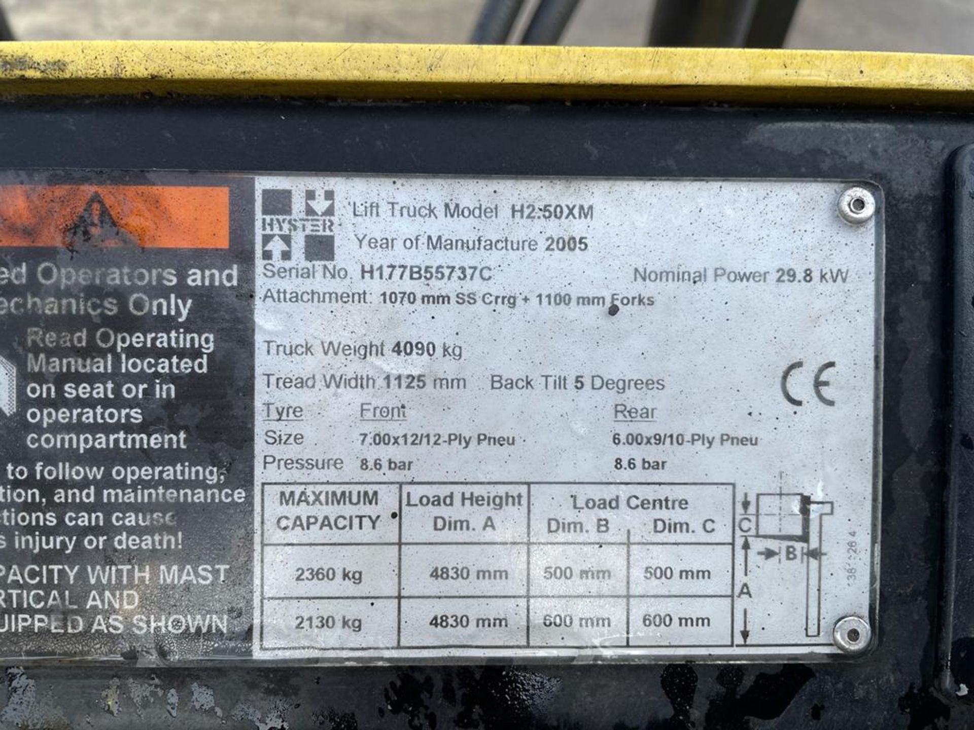 2005 Hyster 2.5 Ton Gas Forklift - Image 6 of 7
