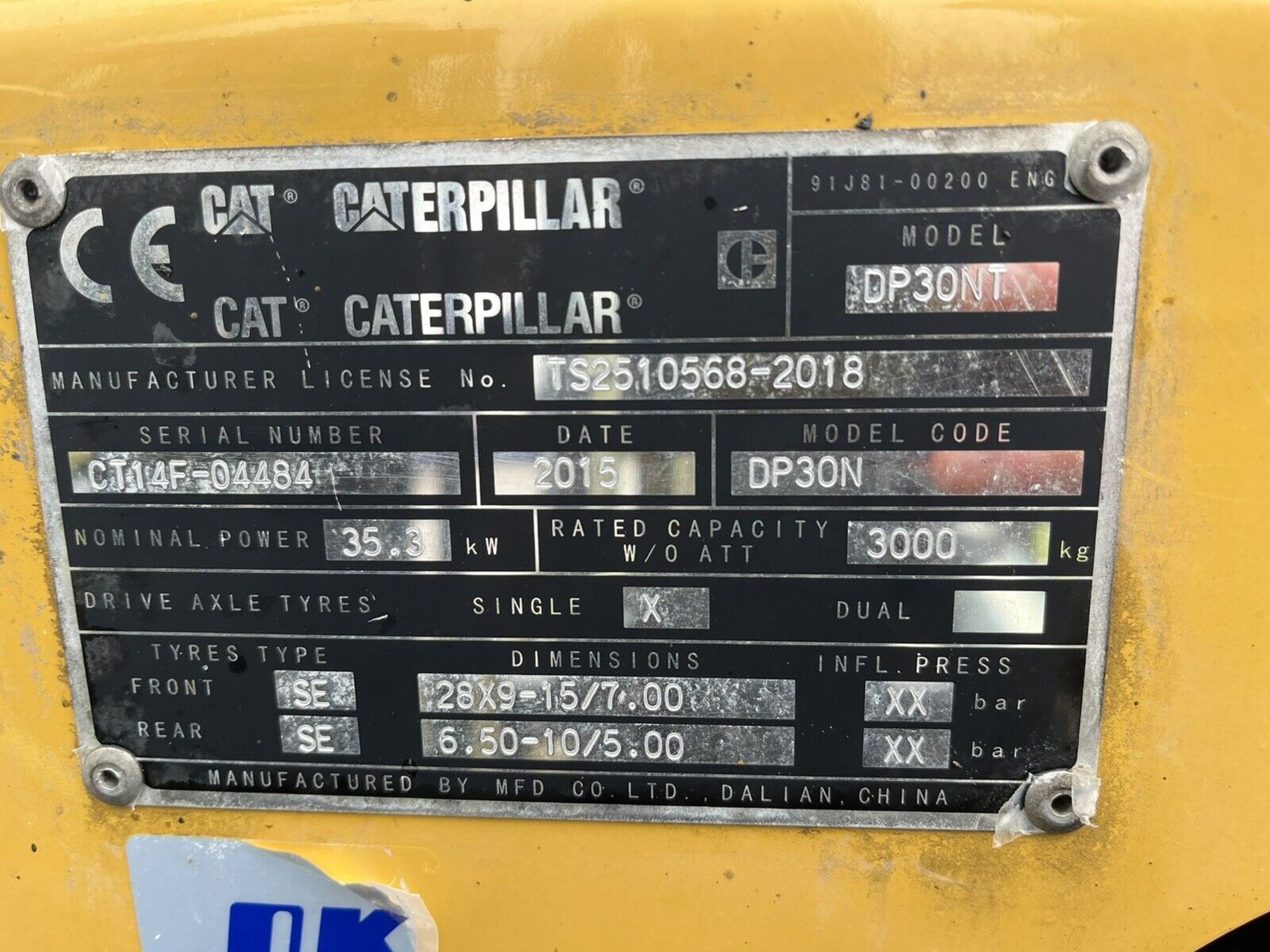 2015 Caterpillar Forklift Truck - Container Spec - Image 2 of 6