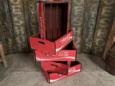 Coca Cola Large Wooden Display Storage Boxes x5