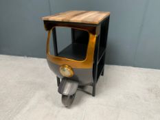Vintage Industrial Style Indian Tuk Tuk Side table with wheel