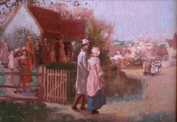 John Lochhead (Scottish) oil painting "The Wedding"