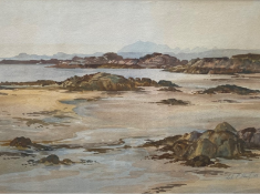 Leslie P Stuart Scottish artist born 1917, signed watercolour "Sky from Arisaig"