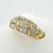 9ct yellow gold dress ring set with 3 rows of round eight-cut diamonds totalling 0.25 carats