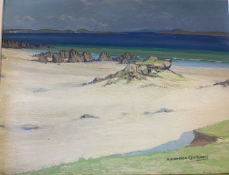 Scottish costal scene signed oil painting by Alexander Cameron