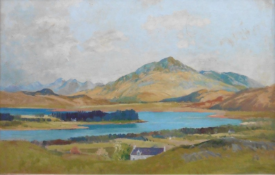Scottish oil painting Beinn Respoil and Loch Shiel attrib to Tom Hovell Shanks RSW RGI, PIA