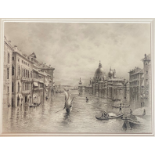 Stunningly detailed Pencil drawing Venice scene signed Morgan