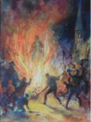 Alexander Muir (Dundee artist) Watercolour "Bonfire Night"