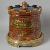 Victorian Brownfield Majolica Castle 'Tower' Cheese Dome
