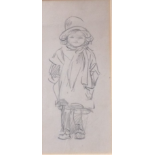 "My new coat" original pencil drawing by Eileen Alice Soper RMS SWLA 1905-1990