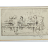 'The School', original pencil signed etching by EIllen Alice Soper