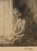 Original Signed Etching by Dwight Case Sturges, 1874-1940, 'A Rainy Day'