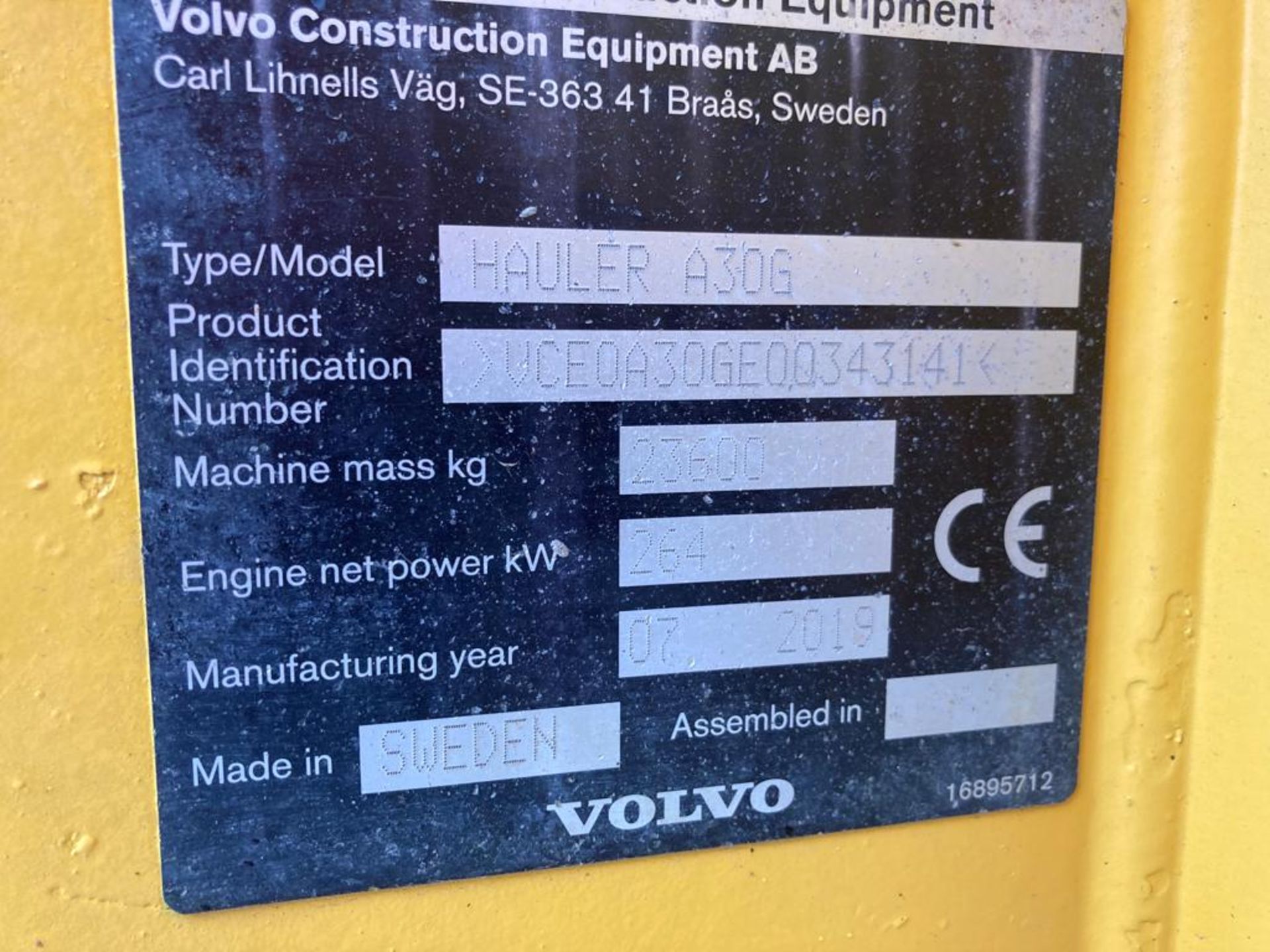 Direct from Volvo Main Dealer, 2019 (A30G#343141A) - Image 7 of 23
