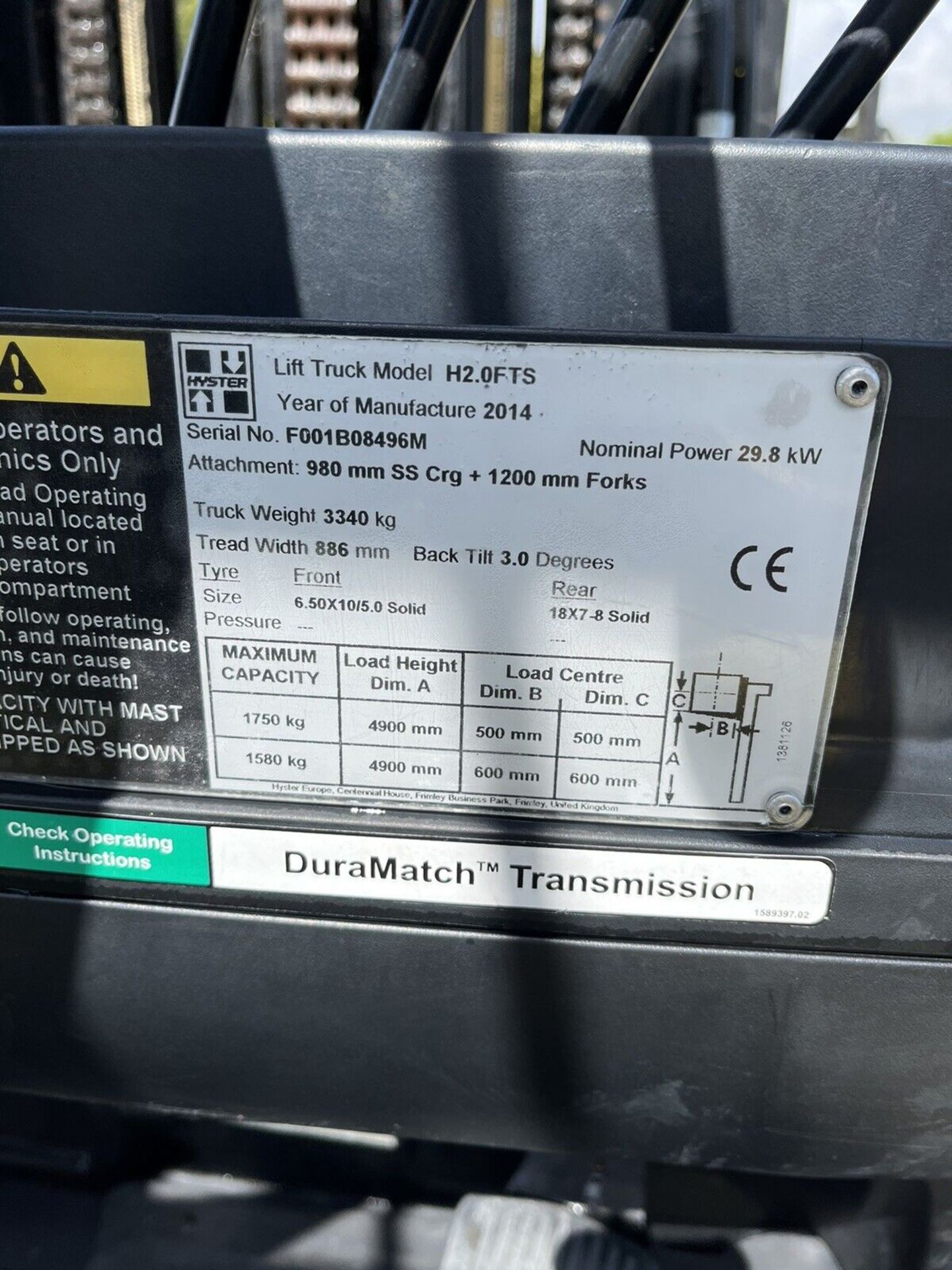 2014 Hyster 2 Tonne Gas Forklift, Container Spec - Image 5 of 6