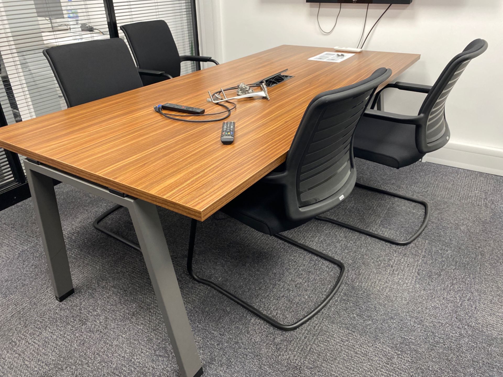 Wooden Meeting Desk with X4 Chairs - Image 2 of 5