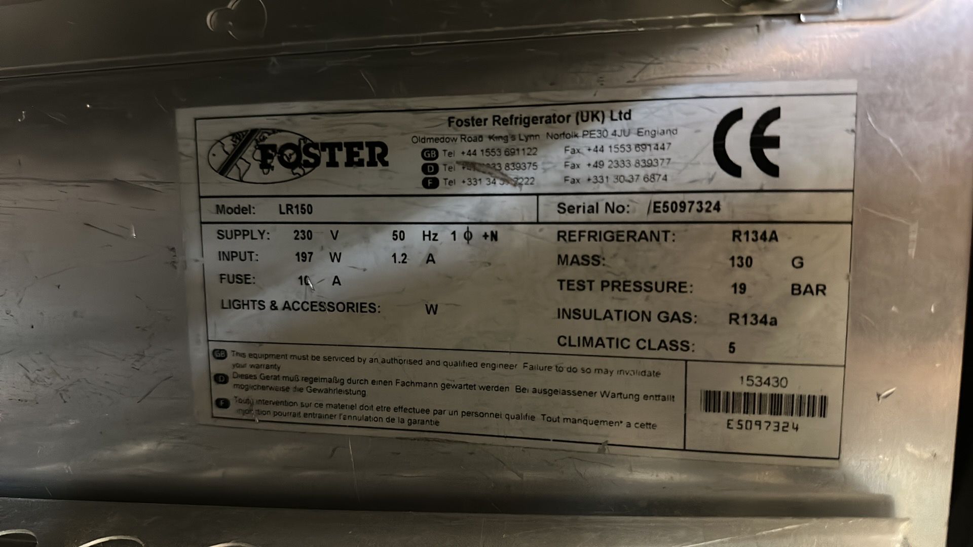 Foster Freezer - model LR150 - Bild 8 aus 11