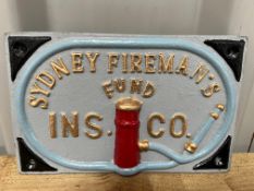 Cast iron Painted Sydney Firemans Sign