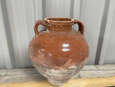 Old Egyptian Terrecotta, Glazed Brown Planter Jar