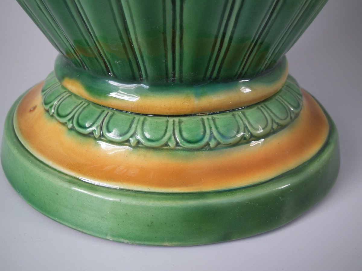 Large Victorian Minton Majolica Vase with Ram head Handles - Image 14 of 18