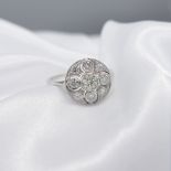 Platinum and 0.60ct diamond vintage-style cluster ring