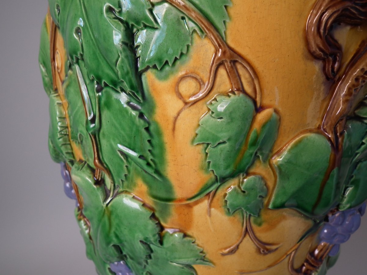 Large Victorian Minton Majolica Vase with Ram head Handles - Image 10 of 18