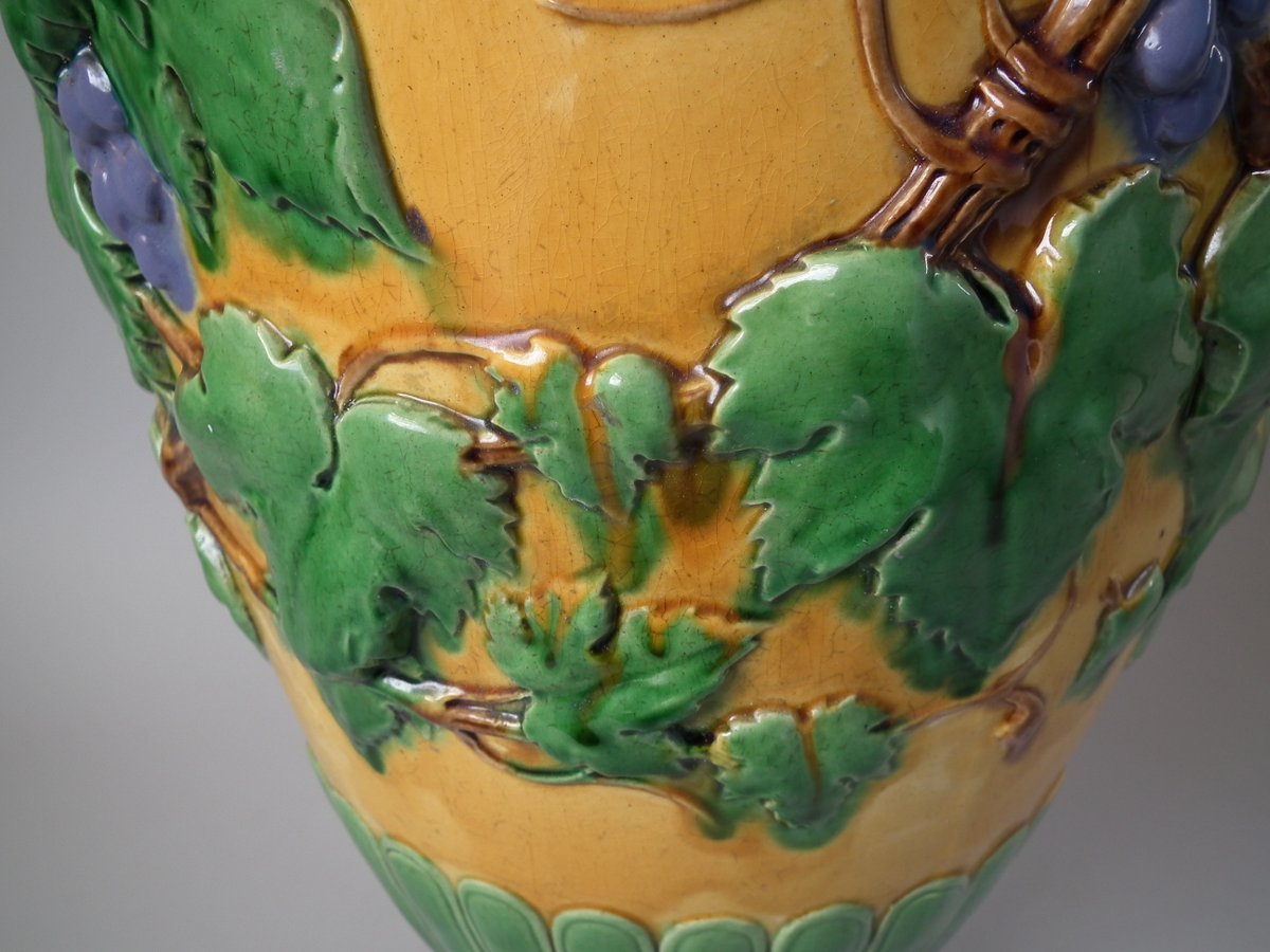 Large Victorian Minton Majolica Vase with Ram head Handles - Image 11 of 18