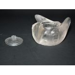 René Lalique Clear & Frosted Glass 'Trois Papillons' Inkwell