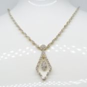 Exquisite continental-style ornate 1.80 carat diamond-set necklace in 9ct yellow gold