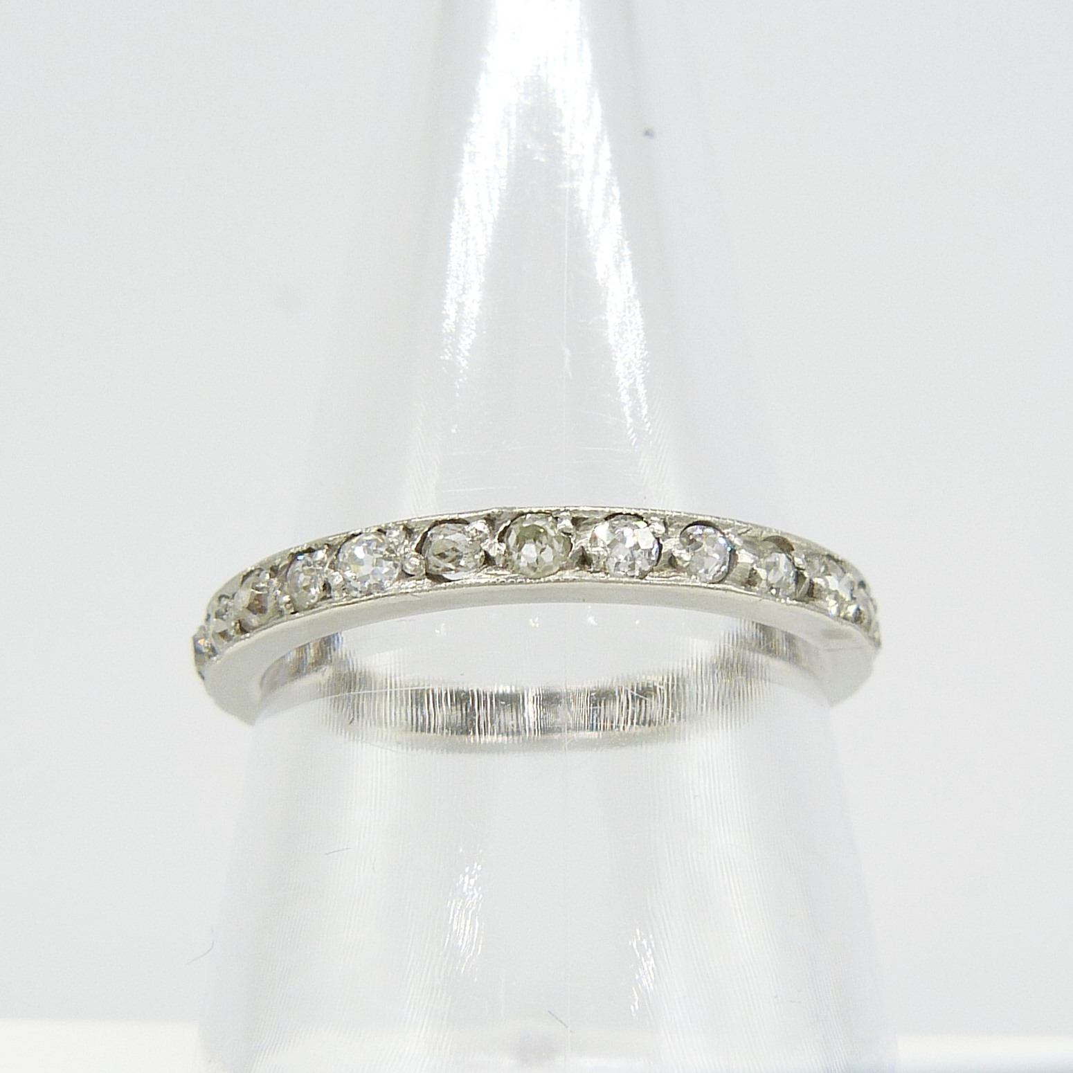 Genuine antique platinum full eternity ring set with 0.85 carats old-cut diamonds - Image 4 of 8
